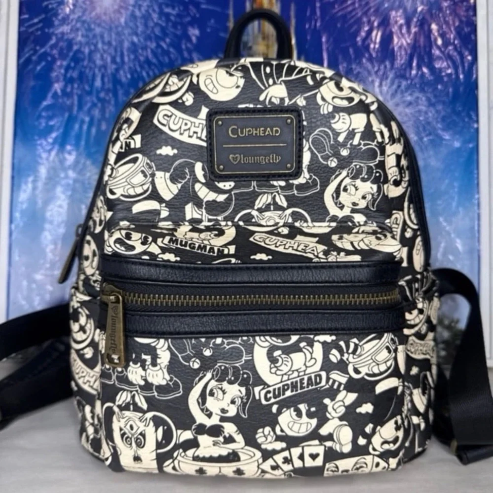 HEART LOGO Cuphead Loungefly mini backpack RARE - Picture 1 of 8